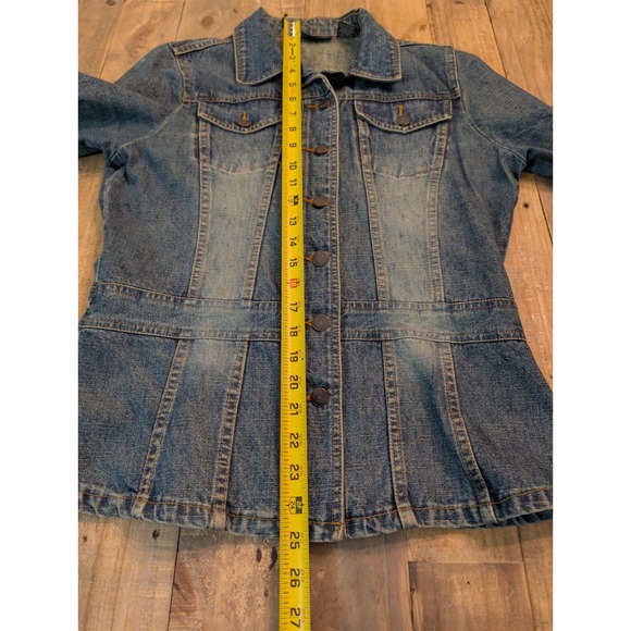 VTG Y2K Aeropostale Fitted Denim Jacket Womens M Dark Wash Princess Seam Jean - Picture 4 of 7